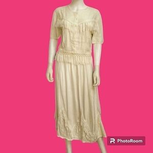 VTG RAIMENT FASHIONS 1990s Fringe Embroidered Western Skirt Set Small